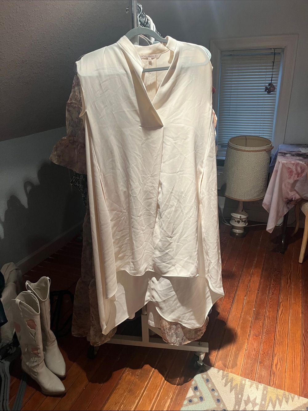 Cream Sleeveless Draped Tunic Top